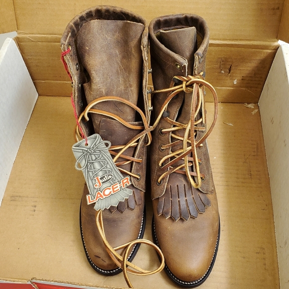 New with tags and box Vintage real Leather Justin women's boots size 4 B - Picture 1 of 12